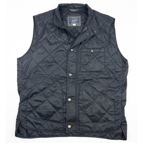 J. Crew Puffer Vest Men's Large Quilted Primaloft Solid Black Snap Sussex - Picture 1 of 16